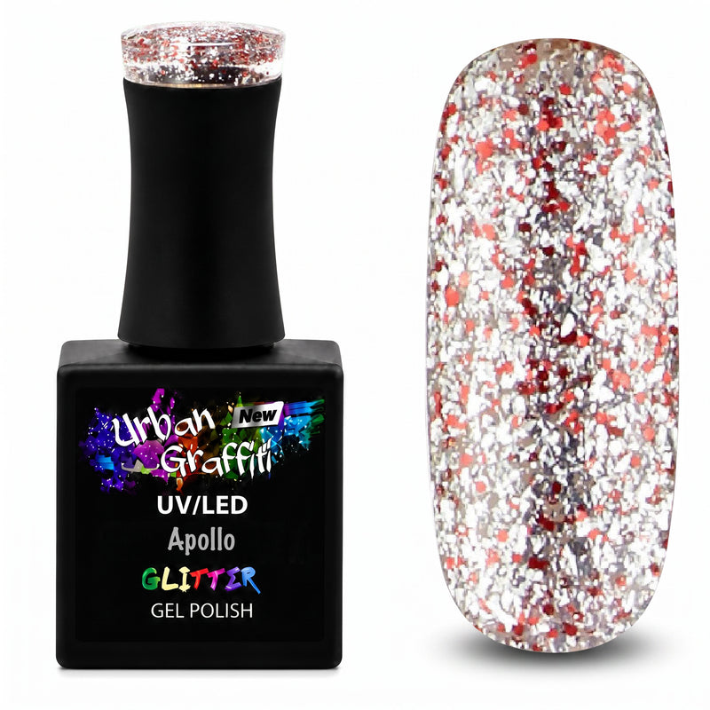 Apollo - UGGP-A0907 Urban Graffiti κόκκινο και ασημί glitter βερνίκι gel 15ml