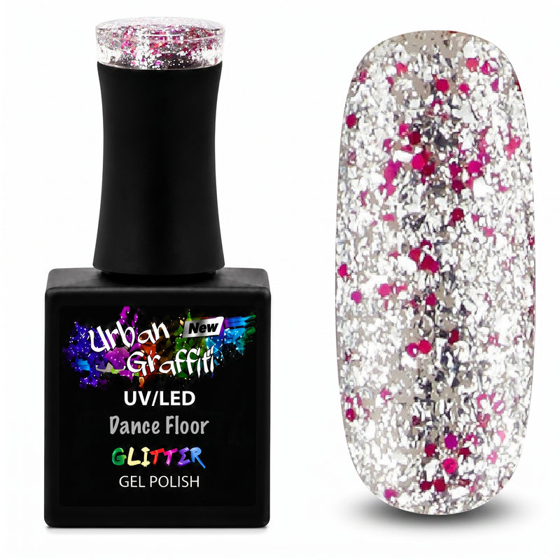 Dance Floor - UGGP-A0909 Ροζ και ασημί glitter gel βερνίκι Urban Graffiti 15ml